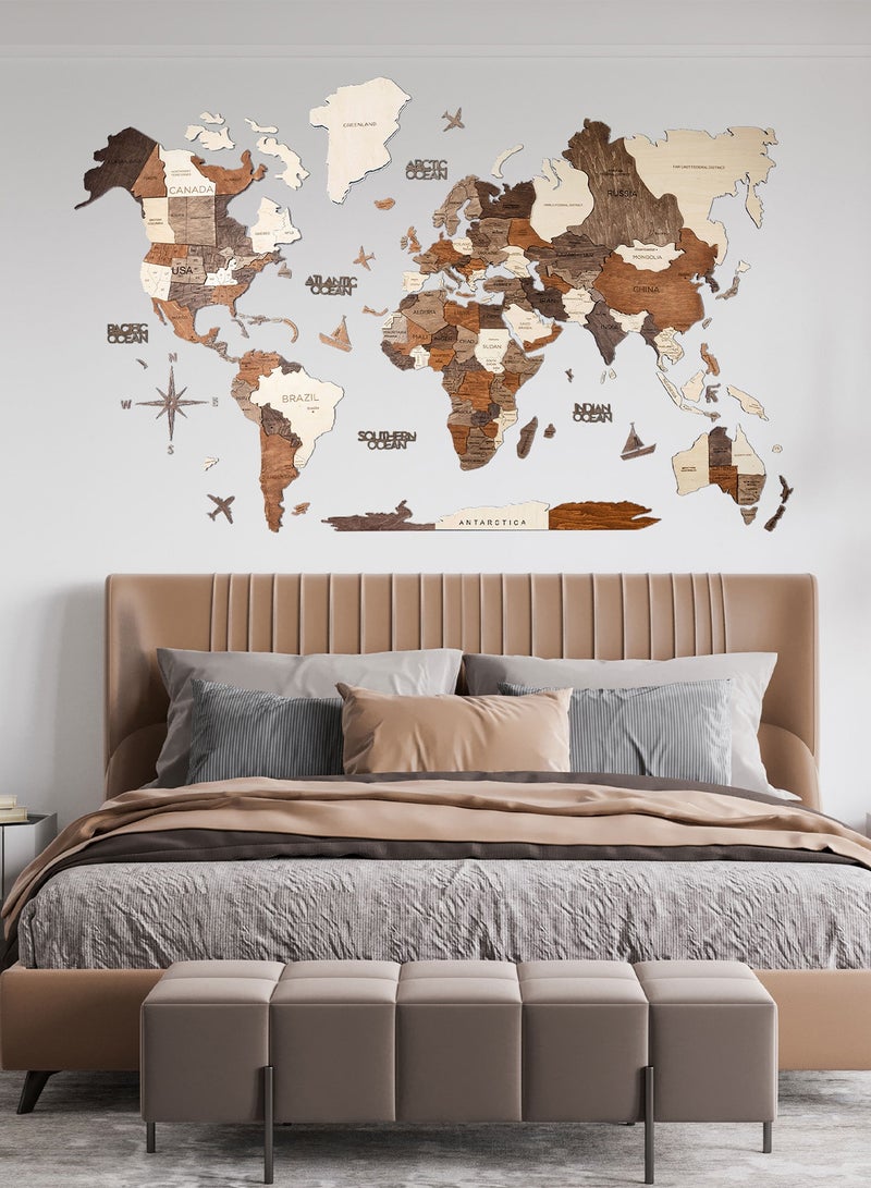 Enjoy The Wood 3D World Map | World Map with Countries | Wall Art for Home and Office | Wall Decor for Living Room | Wood Art | Elegant Handmade Wall Art | Multicolor - Image 1